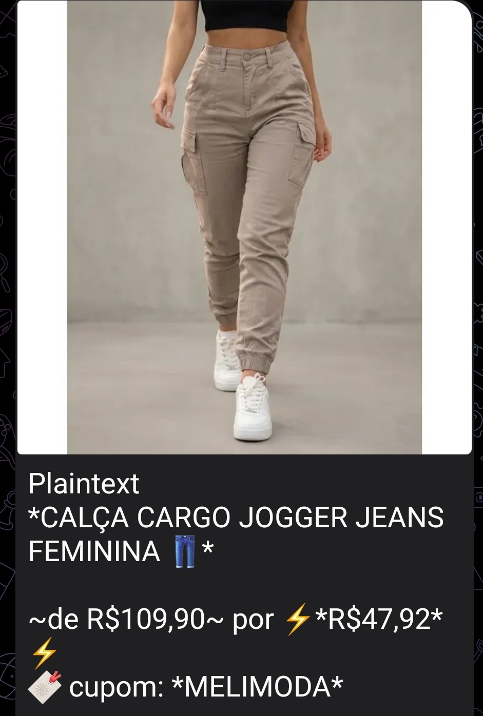 Calça Cargo Jogger Feminina